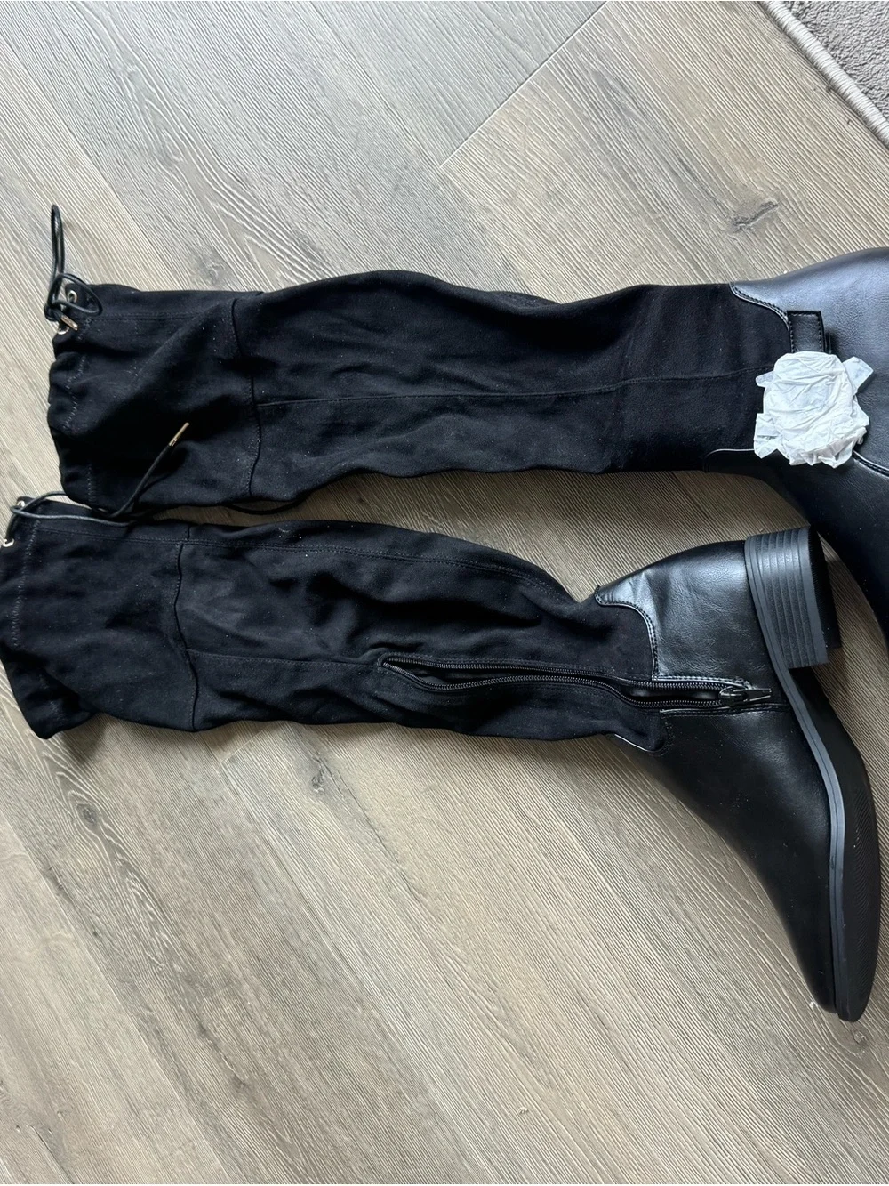 Shoe Dazzle Black Over-the-Knee Suede-Look Boots NWOT size 8